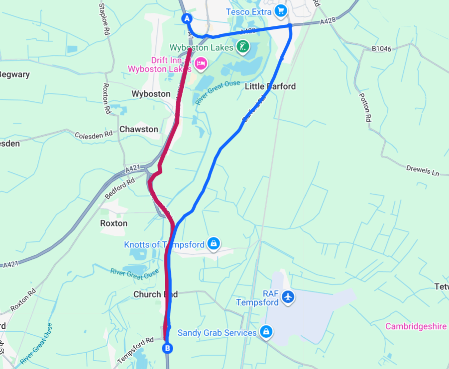 southbound diversion map