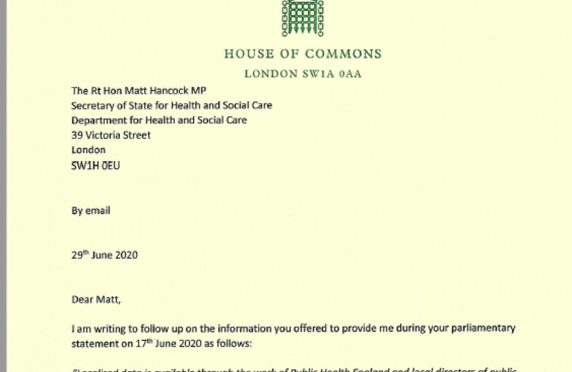 Letter to Matt Hancock