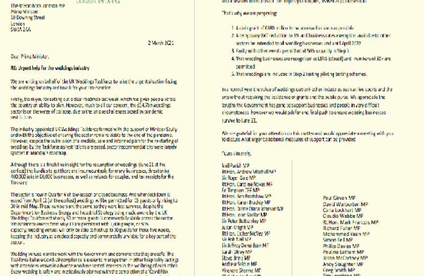 March 21 Weddings letter