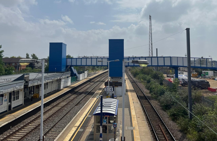 Biggleswade Railway station with new ramps, footbridge and lift shafts