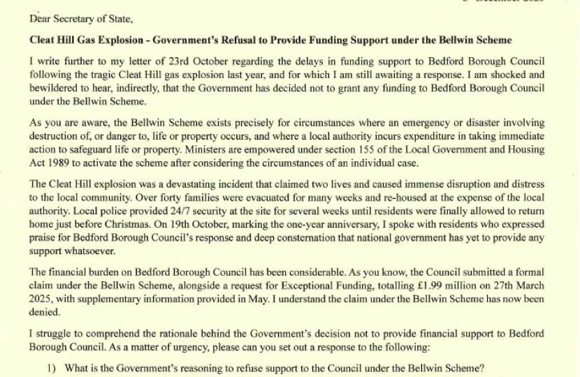 Letter to SoS