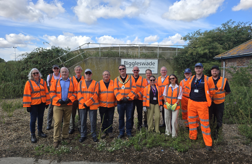 Richard Fuller MP and local councillors at Biggleswade Water Recycling Centre
