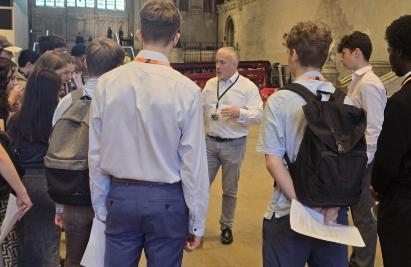 Richard talking to work shadowing students from Bedfordshire