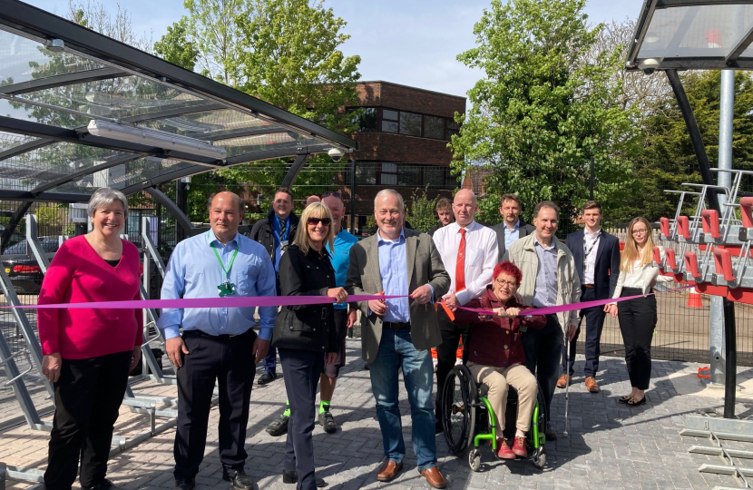 Richard opening new secure cycle hub at Biggleswade Station