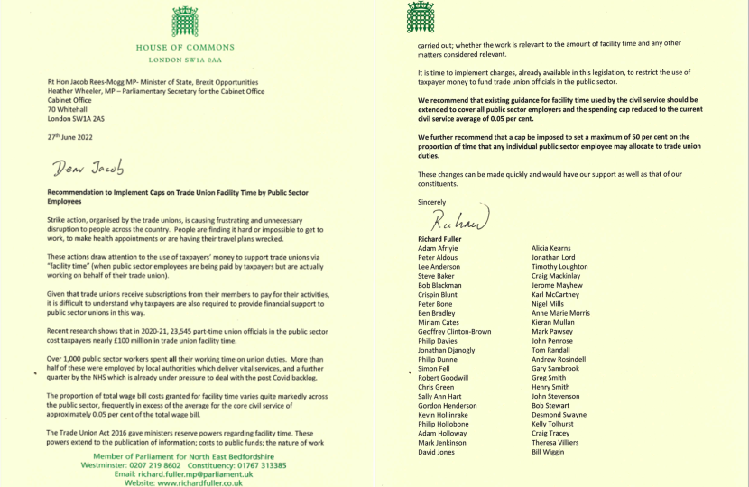 Letter to Cabinet Office on Trade Union Facility Time in the Public Sector