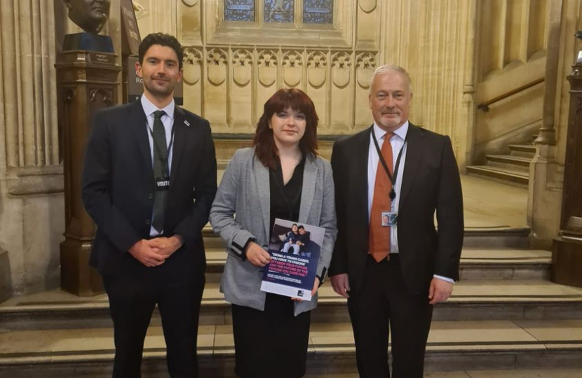 Richard with young carer Sian and Dominic from the Young Carers Trust