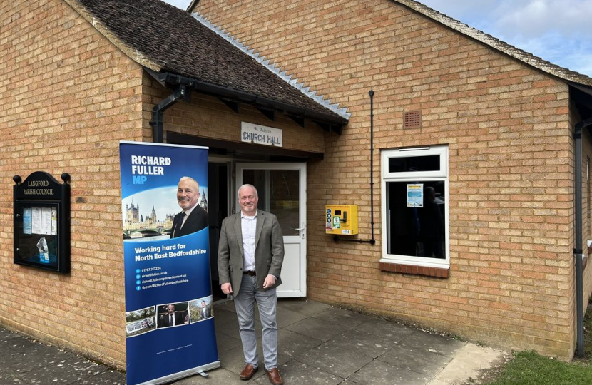 Richard outside St Andrew's Church Hall in Langford