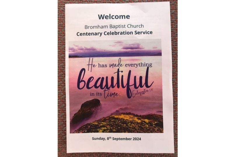 Bromham Baptist Church Centenary Service Sheet image