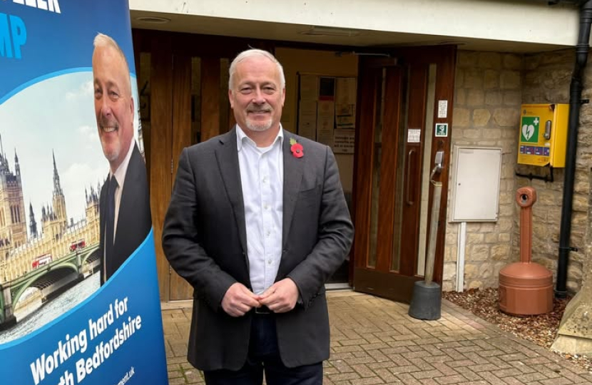 Richard outside Stagsden Village Hall