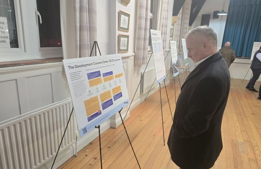 Richard Fuller at the East West Rail consultation event in Tempsford