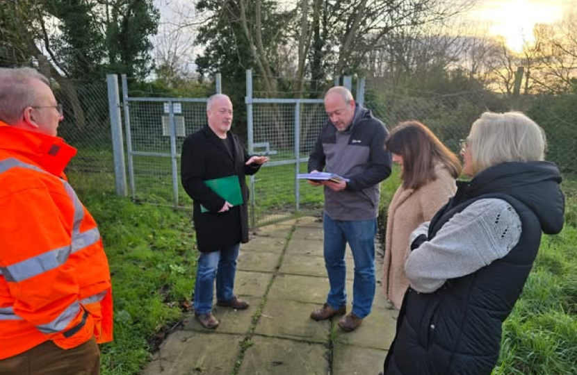 Richard Fuller MP at Milton Ernest Pumping Station with Anglian Water and Parish Councillors