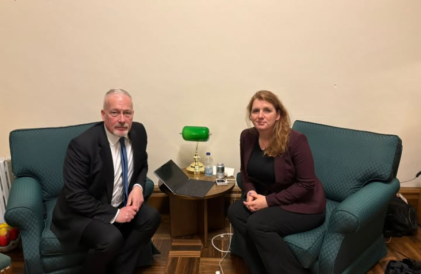 Richard Fuller with  Minister for Local Government, Alison McGovern discussing Cleat Hill