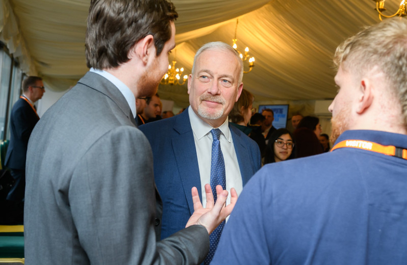 Richard Fuller MP talking with apprentices at the ADS Apprentices Reception in Parliament