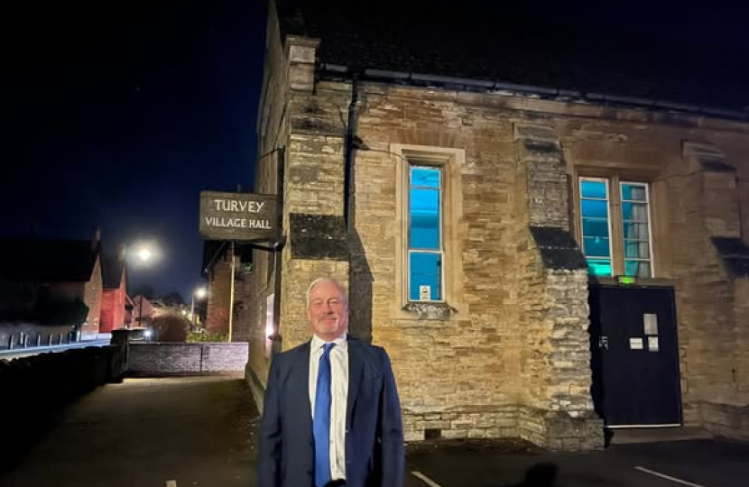 Richard Fuller MP outside Turvey Village Hall