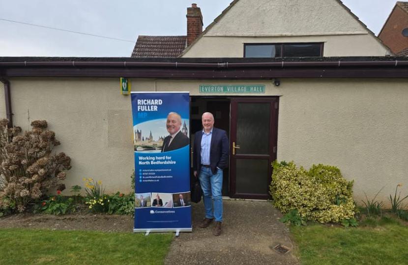 Richard Fuller MP outside Everton Village Hall