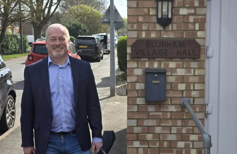 Richard Fuller MP outside Blunham Village Hall