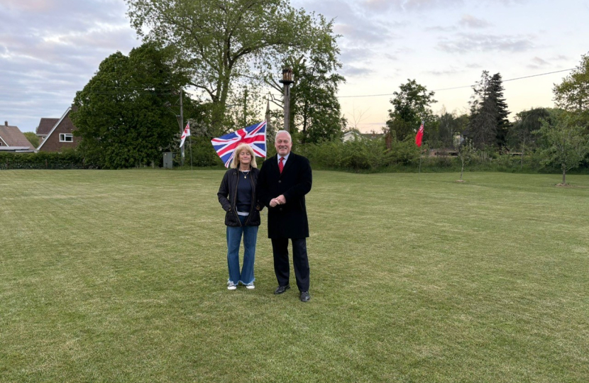 Podington VE Day Richard Fuller MP with Cllr Alison Foster
