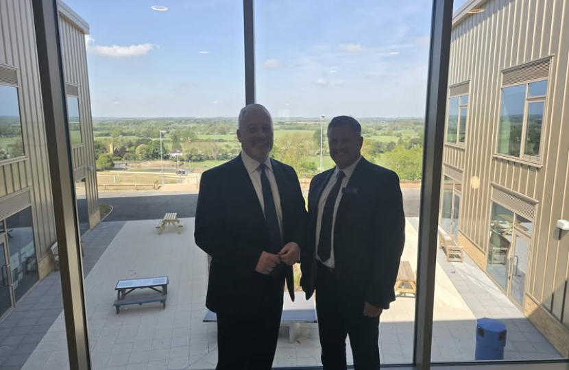 Richard Fuller and Principal Ian Daniel at Bedford Greenacre Independent School