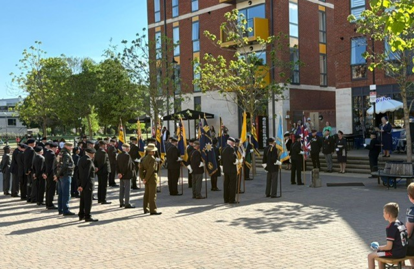 Richard Fuller at VE/VJ 80 Day Commemoration in Riverside Square in Bedford