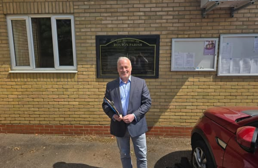 Richard Fuller outside Roxton village hall
