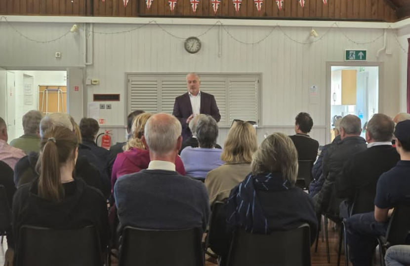 Richard Fuller MP addressing Broom Town Hall meeting