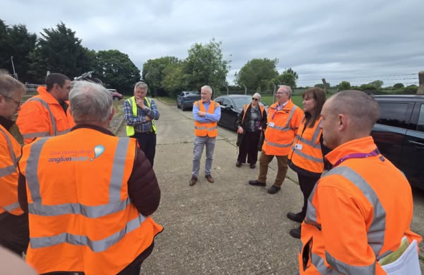Richard with Parish Cllrs, Borough Cllr and Anglian Water at Riseley Water Recycling Centre