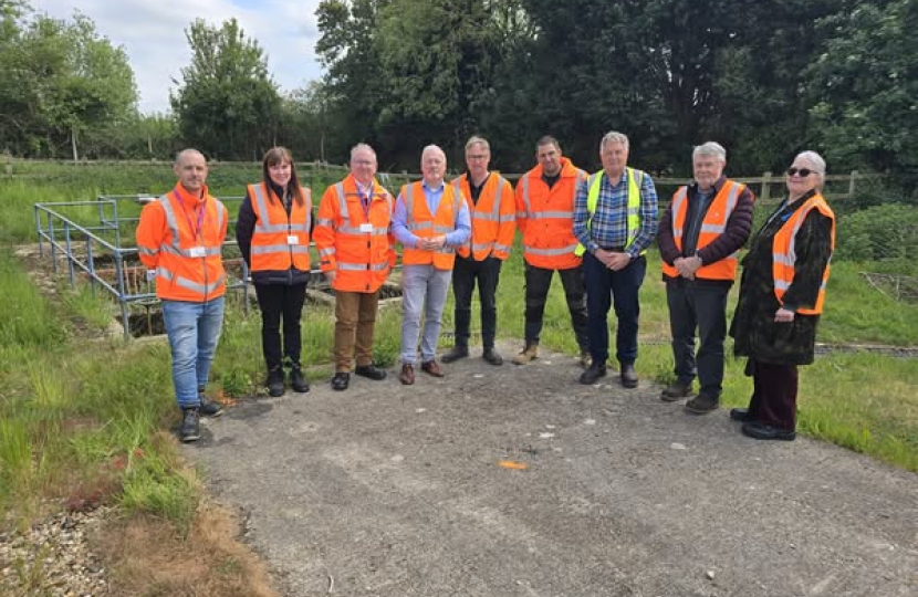 Richard with Parish Cllrs, Borough Cllr and Anglian Water at Riseley Water Recycling Centre