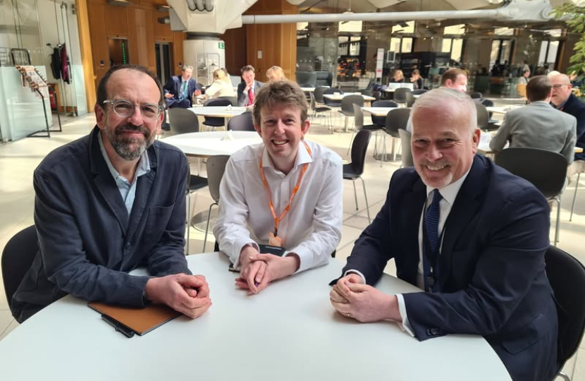 Richard Fuller MP with CPRE Chief Executive Roger Mortlock and public affairs manager, Ed Molyneux