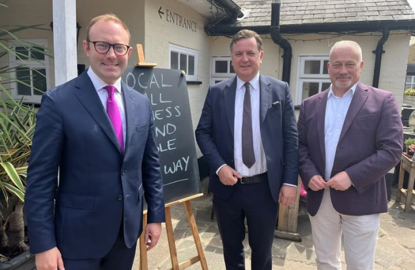 Shadow Chancellor, Mel Stride MP in Bedfordshire with Richard Fuller MP and Blake Stephenson MP