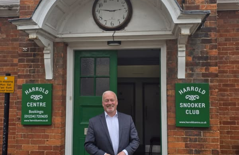 Richard Fuller MP outside the Harrold Centre