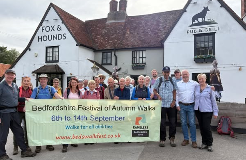 Richard with walkers in Riseley before they set off