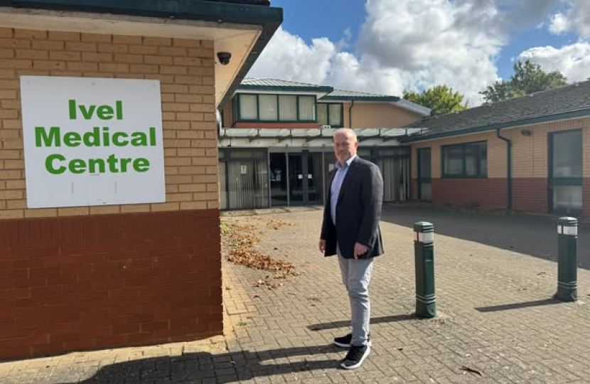 Richard Fuller MP outside Ivel Medical Centre
