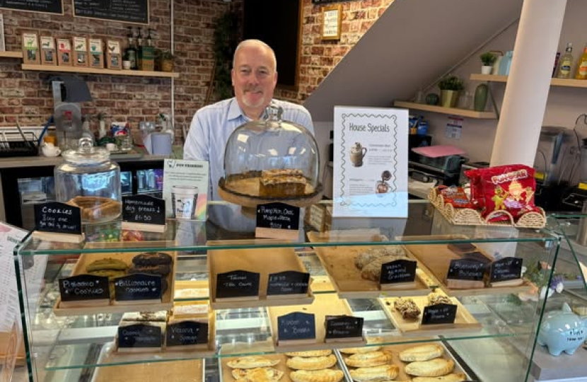 Richard Fuller MP at Brew & Bake in Biggleswade