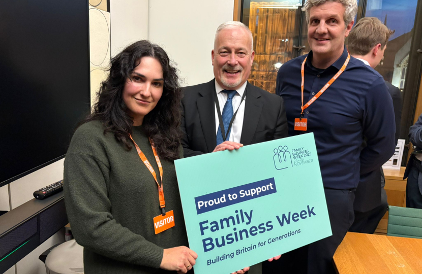 Richard Fuller MP with Sarah and Chris at Family Business UK event