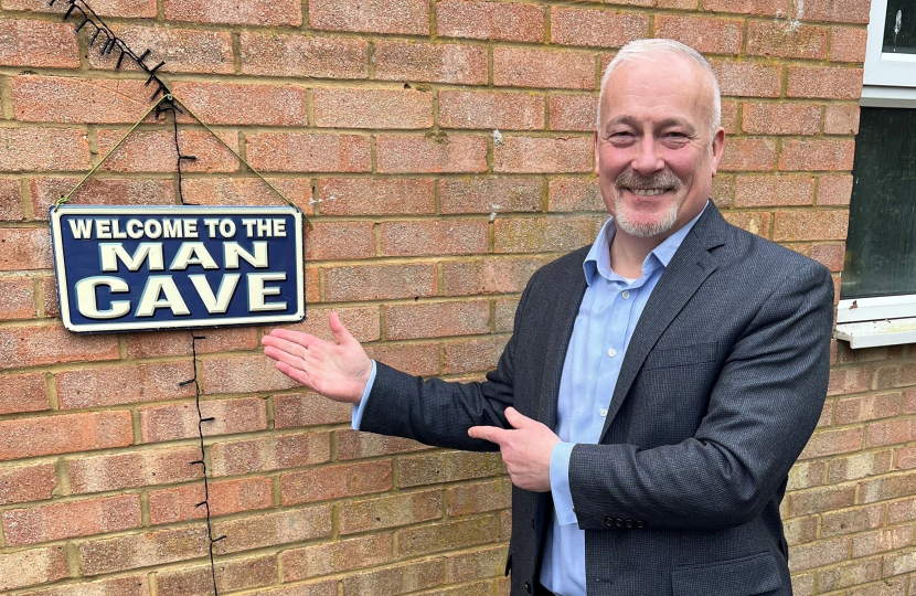 Richard Fuller MP at Sharnbrook Man Cave. 