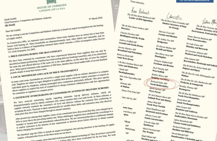 Image of the letter to the CMA