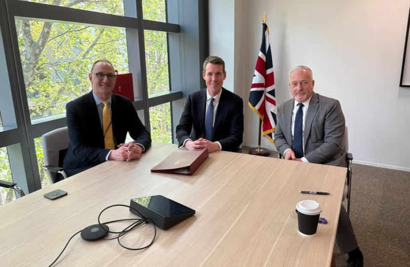 Richard Fuller MP with Matthew Pennycook MP and Ian Sollom MP discussing Tempsford