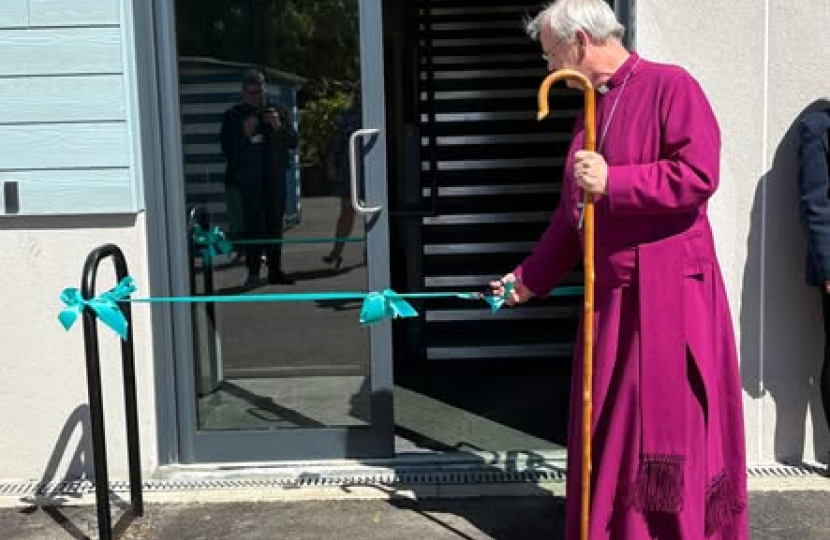 Bishop of Bedford cutting the ribbon on the new extension at Edward Peake