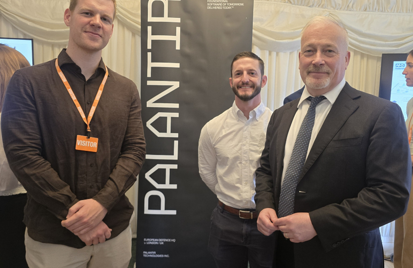 Richard Fuller MP with oe Cunningham from Palentir and Dan Stewart from Bedfordshire Police