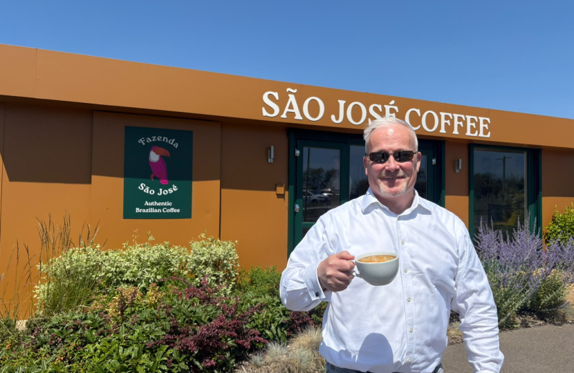 Richard enjoying a coffee at Sao Jose in Ravensden