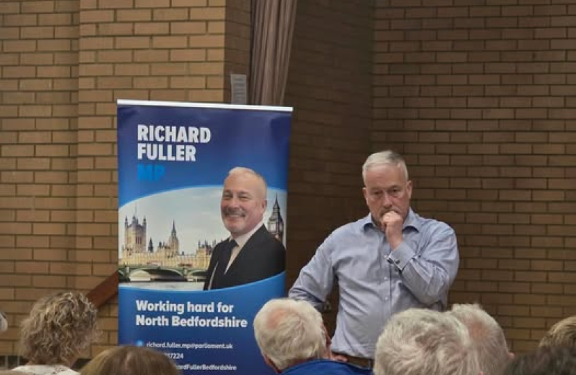 Richard at Great Barford town Hall meeting in Aug 2026