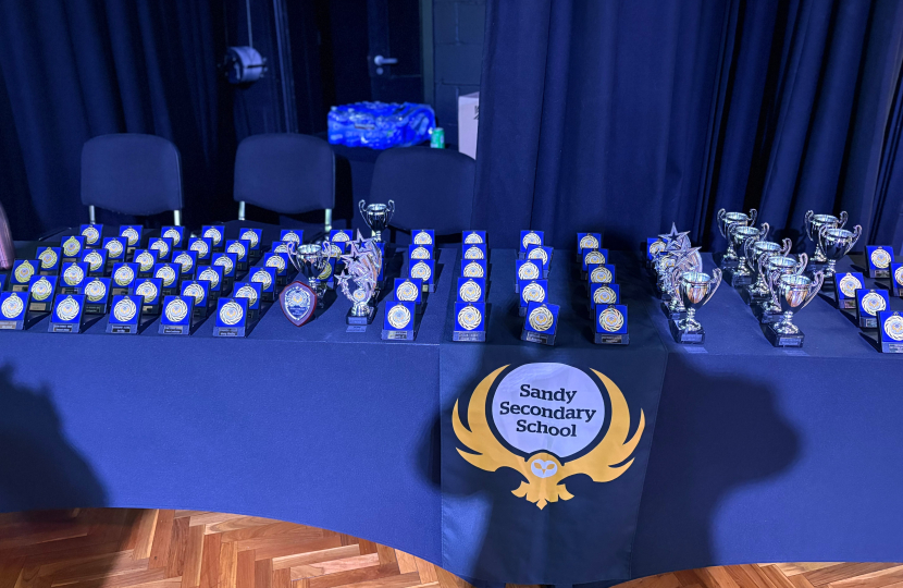Sandy Secondary School awards table