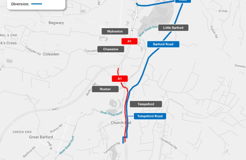 A1 northbound diversion