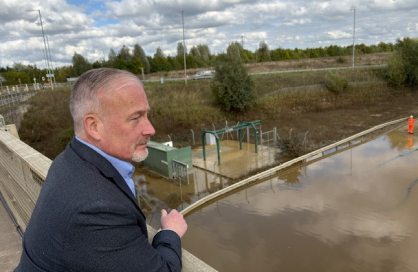 Richard at the A421 when it flooded last year