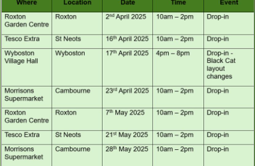 A428 Black Cat drop-in events