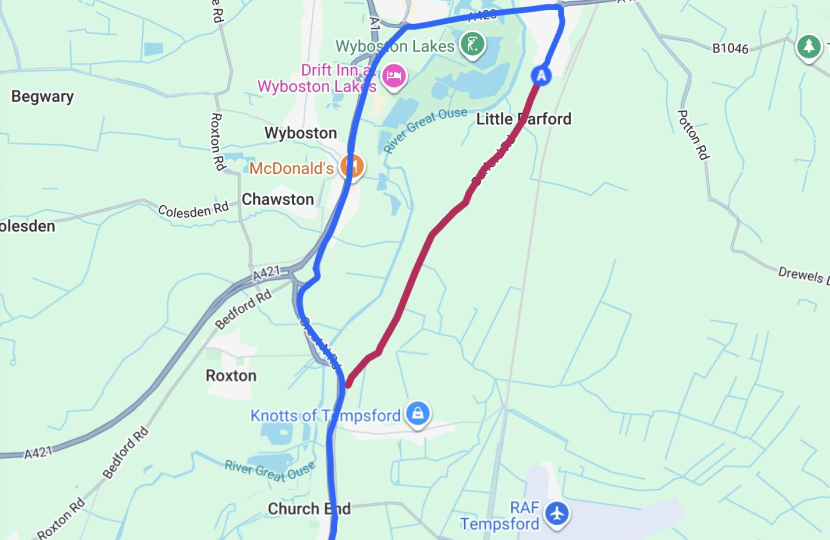 National Highways Barford Road diversion map - Black Cat Roundabout works
