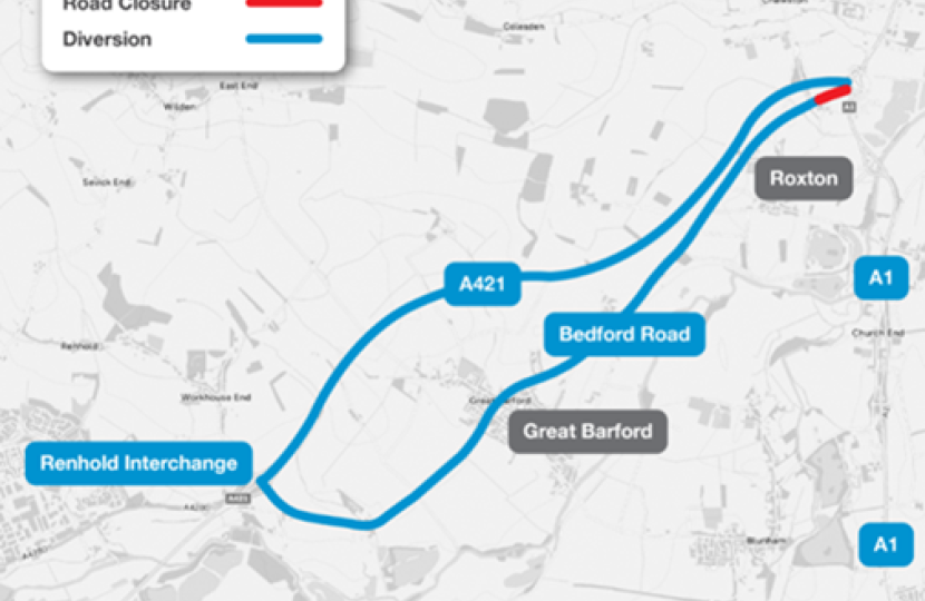 Bedford Road Diversion Map Sep 25