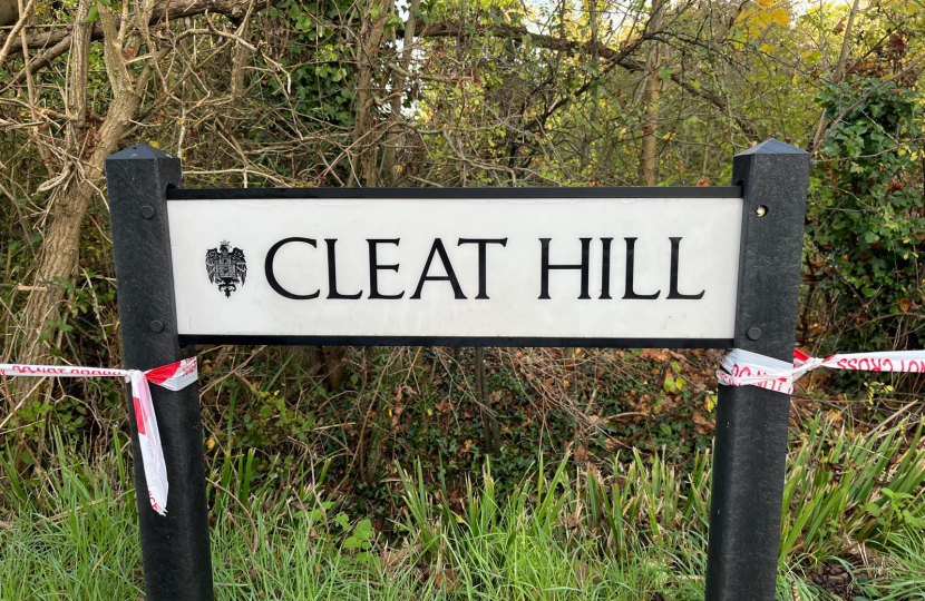 Cleat Hill road sign