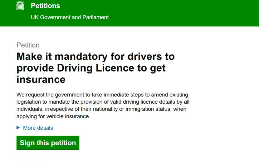 screenshot of parliamentary petition