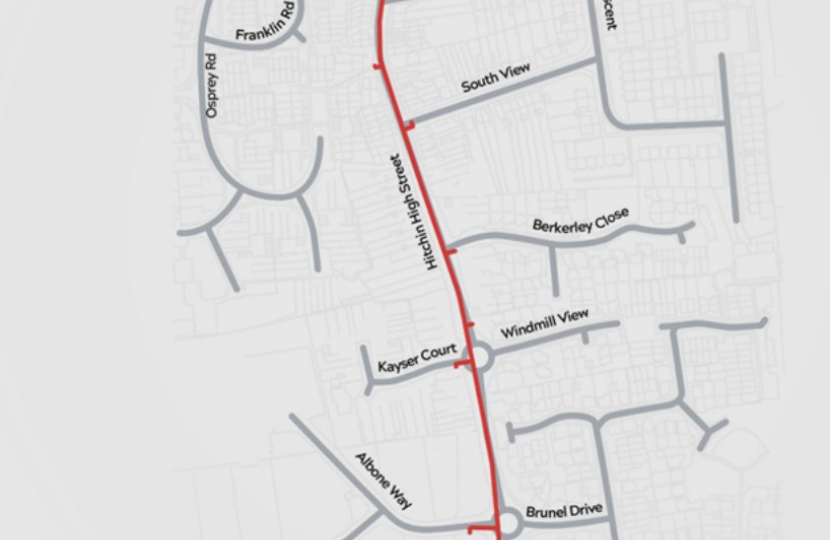 Map of Pipe Upgrades to Hitchin Street Biggleswade 